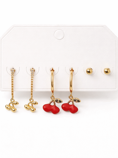 Cherry Charm Earring Set