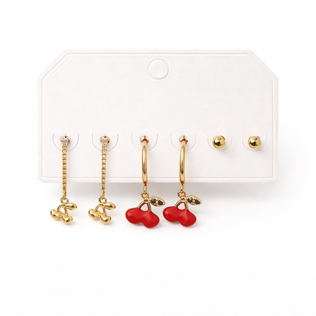 Cherry Charm Earring Set