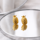 Golden Pine Stud Earrings