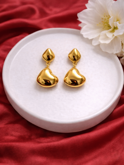 Golden Heart Drop Earrings