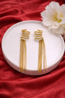 Golden Wave Tassel Earrings