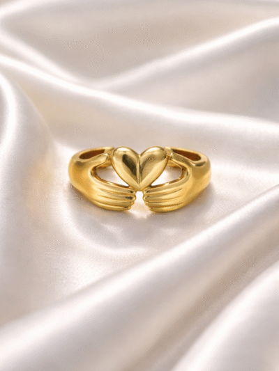 Golden Embrace Heart Ring