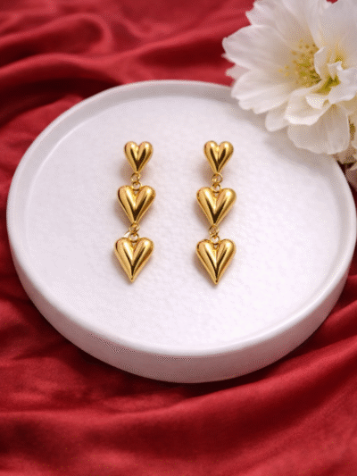 Golden Heart Cascade Earrings