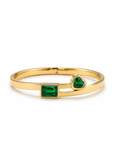 Emerald Heart Duo Cuff