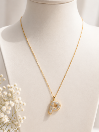 Crystal Initial P Pendant Necklace